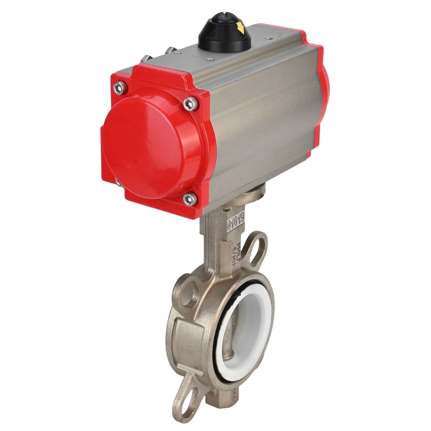Water Butterfly Valve DNOVA 316l-ptfe-DNOVA-da, body material - stainless steel AISI 316L, disk material - stainless steel AISI 316L, seal - PTFE, pneumatic actuator operated