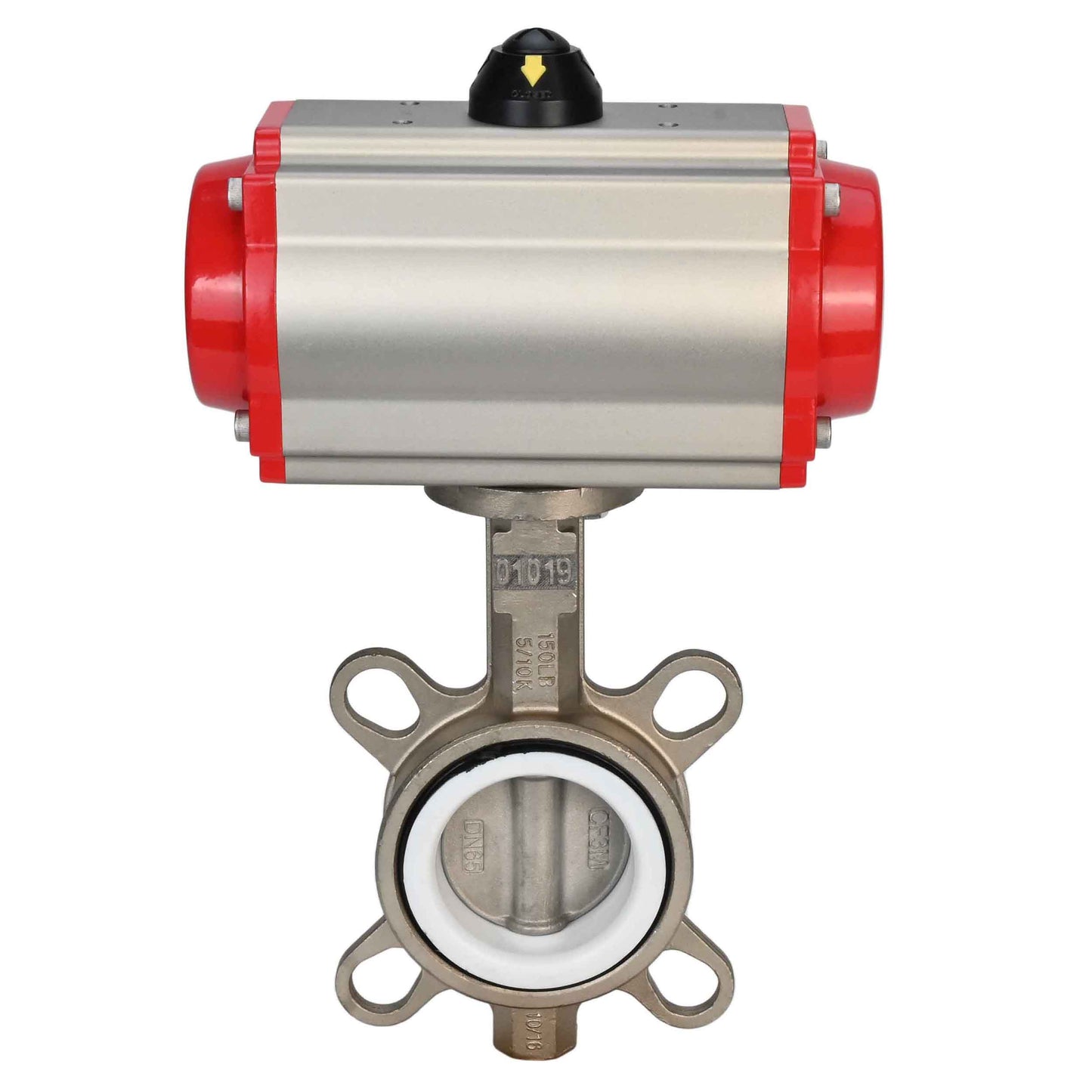 Water Butterfly Valve DNOVA 316l-ptfe-DNOVA-da, body material - stainless steel AISI 316L, disk material - stainless steel AISI 316L, seal - PTFE, pneumatic actuator operated