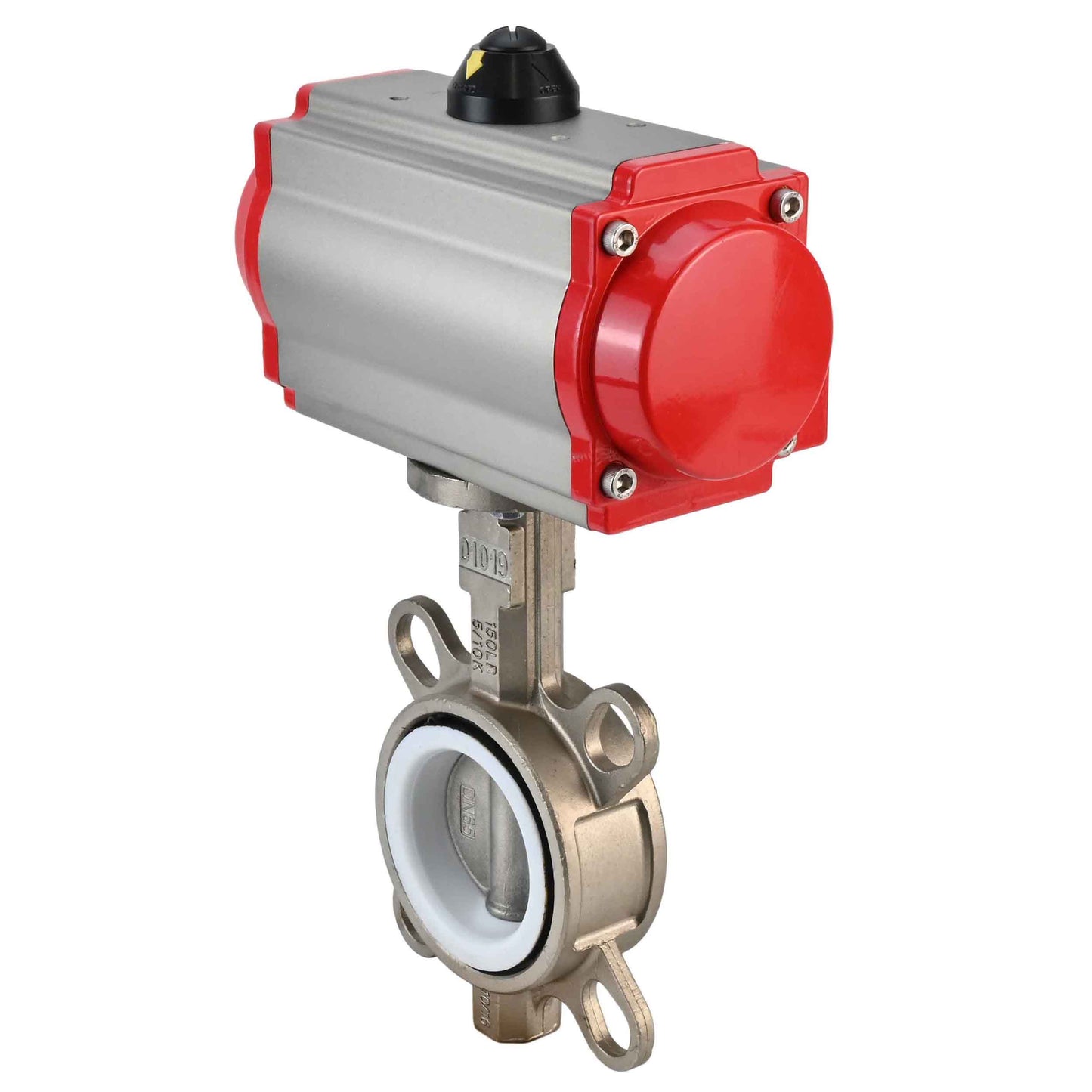 Water Butterfly Valve DNOVA 316l-ptfe-DNOVA-sa, body material - stainless steel AISI 316L, disk material - stainless steel AISI 316L, seal - PTFE, pneumatic actuator operated