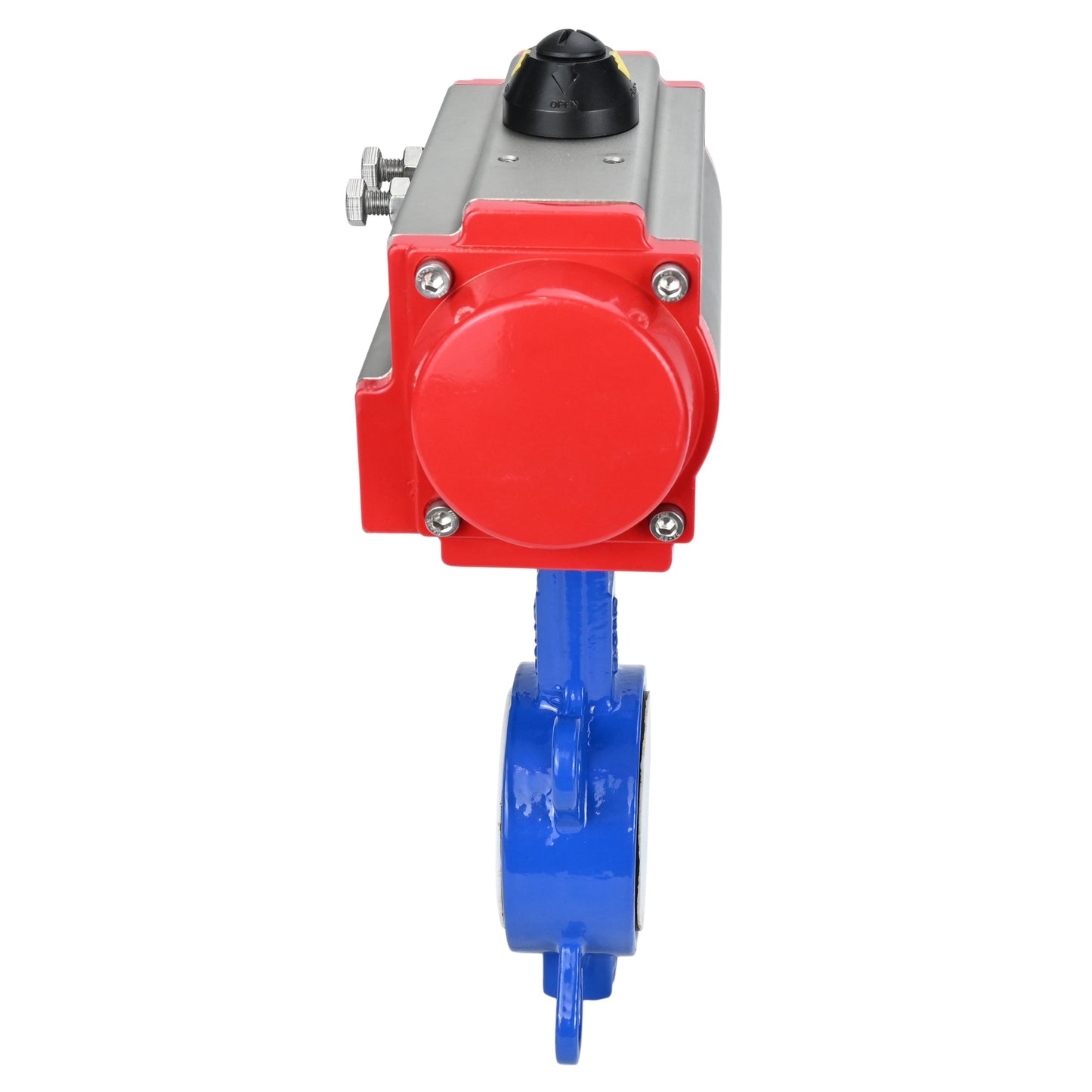 Water Butterfly Valve DNOVA st-316l-ptfe-DNOVA-da, body material - carbon steel WCB, disk material - stainless steel AISI 316L, seal - PTFE, pneumatic actuator operated