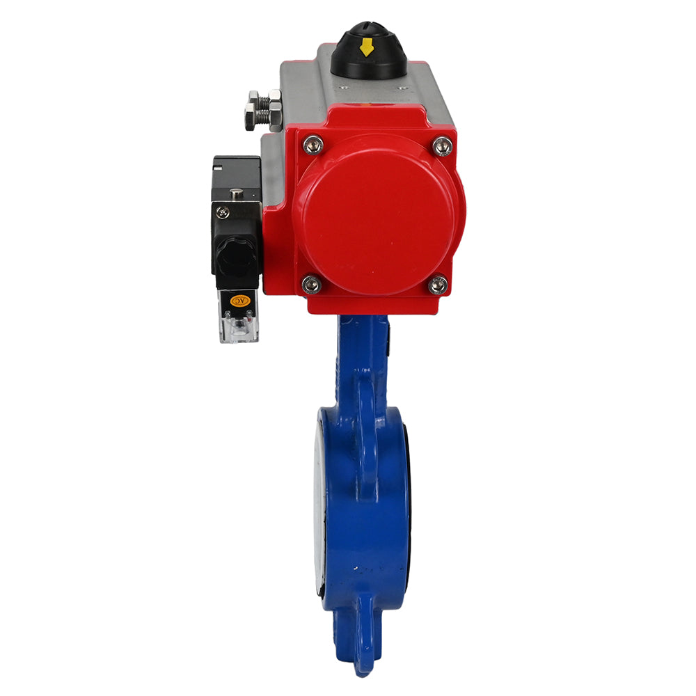 Water Butterfly Valve DNOVA st-316l-ptfe-da-4m310-24v, body material - carbon steel WCB, disk material - stainless steel AISI 316L, seal - PTFE, pneumatic actuator operated