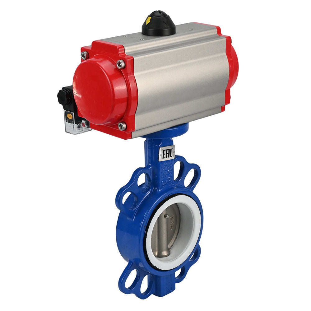 Water Butterfly Valve DNOVA st-316l-ptfe-da-4m310-24v, body material - carbon steel WCB, disk material - stainless steel AISI 316L, seal - PTFE, pneumatic actuator operated
