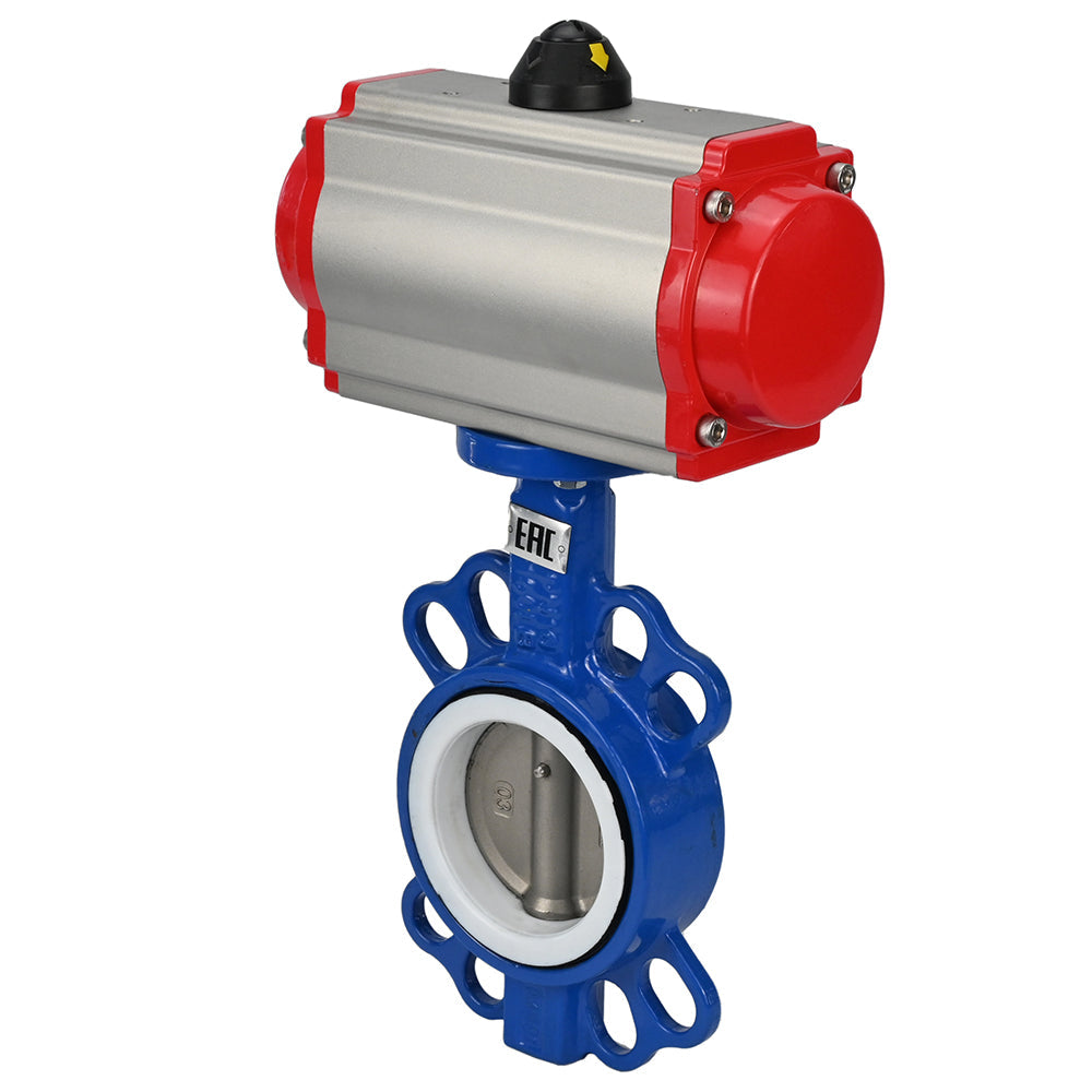 Water Butterfly Valve DNOVA st-316l-ptfe-da-4m310-110/220, body material - carbon steel WCB, disk material - stainless steel AISI 316L, seal - PTFE, pneumatic actuator operated
