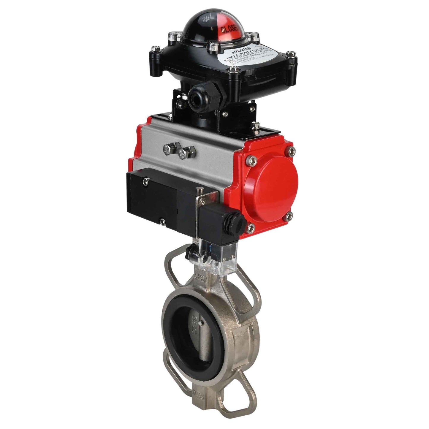 Water Butterfly Valve DNOVA 316l-viton-da-4m310-110/220v-apl210n, body material - stainless steel AISI 316L, disk material - stainless steel AISI 316L, seal - VITON, pneumatic actuator operated