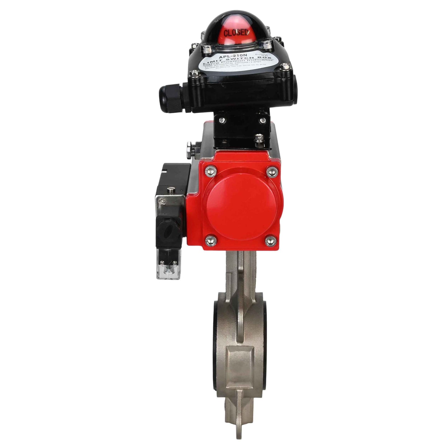 Water Butterfly Valve DNOVA 316l-viton-da-4m310-110/220v-apl210n, body material - stainless steel AISI 316L, disk material - stainless steel AISI 316L, seal - VITON, pneumatic actuator operated
