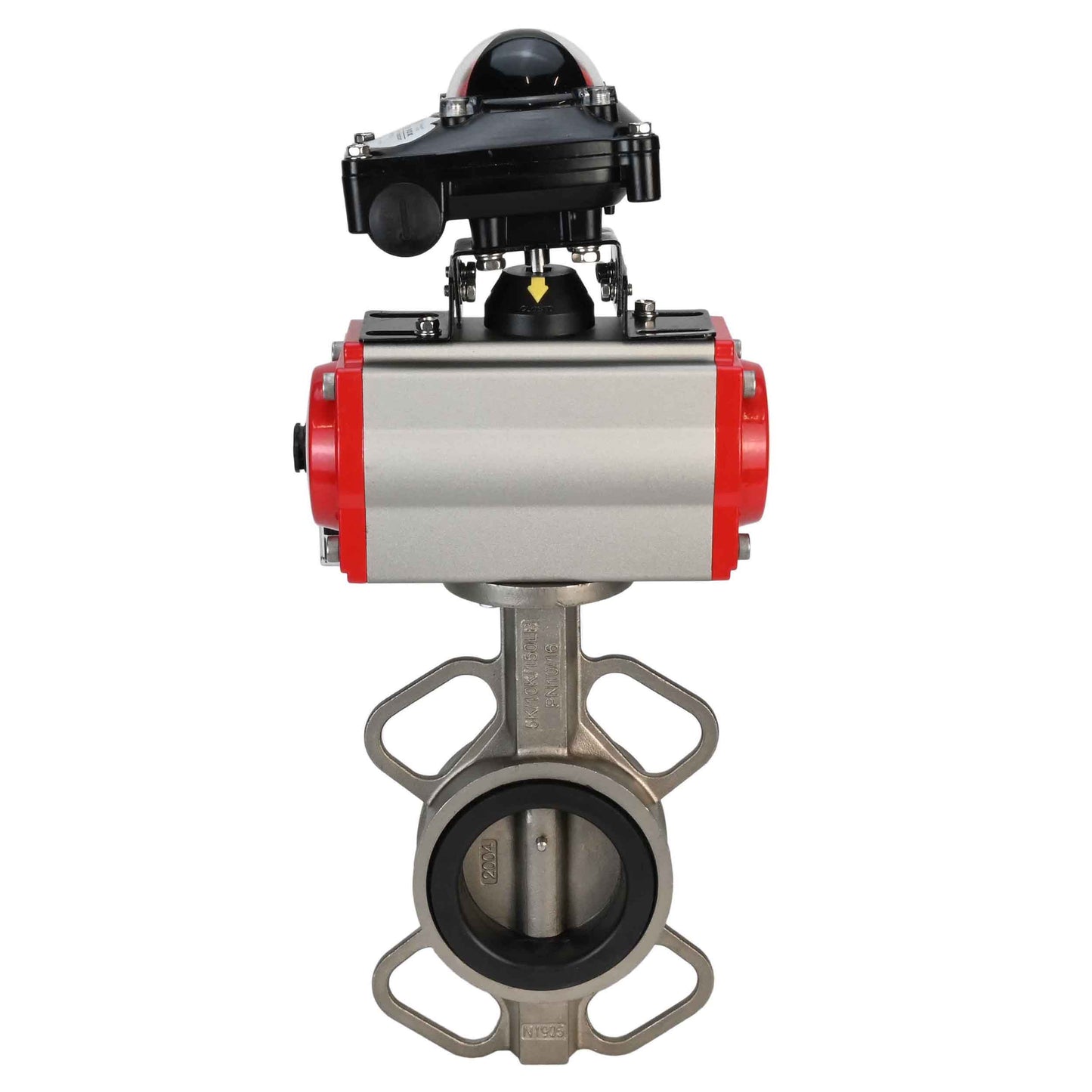 Válvula de mariposa de agua DNOVA 316l-viton-sa-4m310-110/220v-apl210n, material del cuerpo - acero inoxidable AISI 316L, material del disco - acero inoxidable AISI 316L, sello - VITON, actuador neumático operado