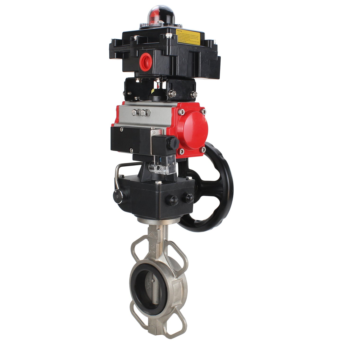 Water butterfly valve DNOVA 316L-316L-EPDM body material - stainless steel aisi 316l, disk material - stainless steel AISI 316L, seal - EPDM with pneumatic actuator DNOVA DA, with pneumatic distributor 4M310-08 220V, limit switch block APL-410N EX