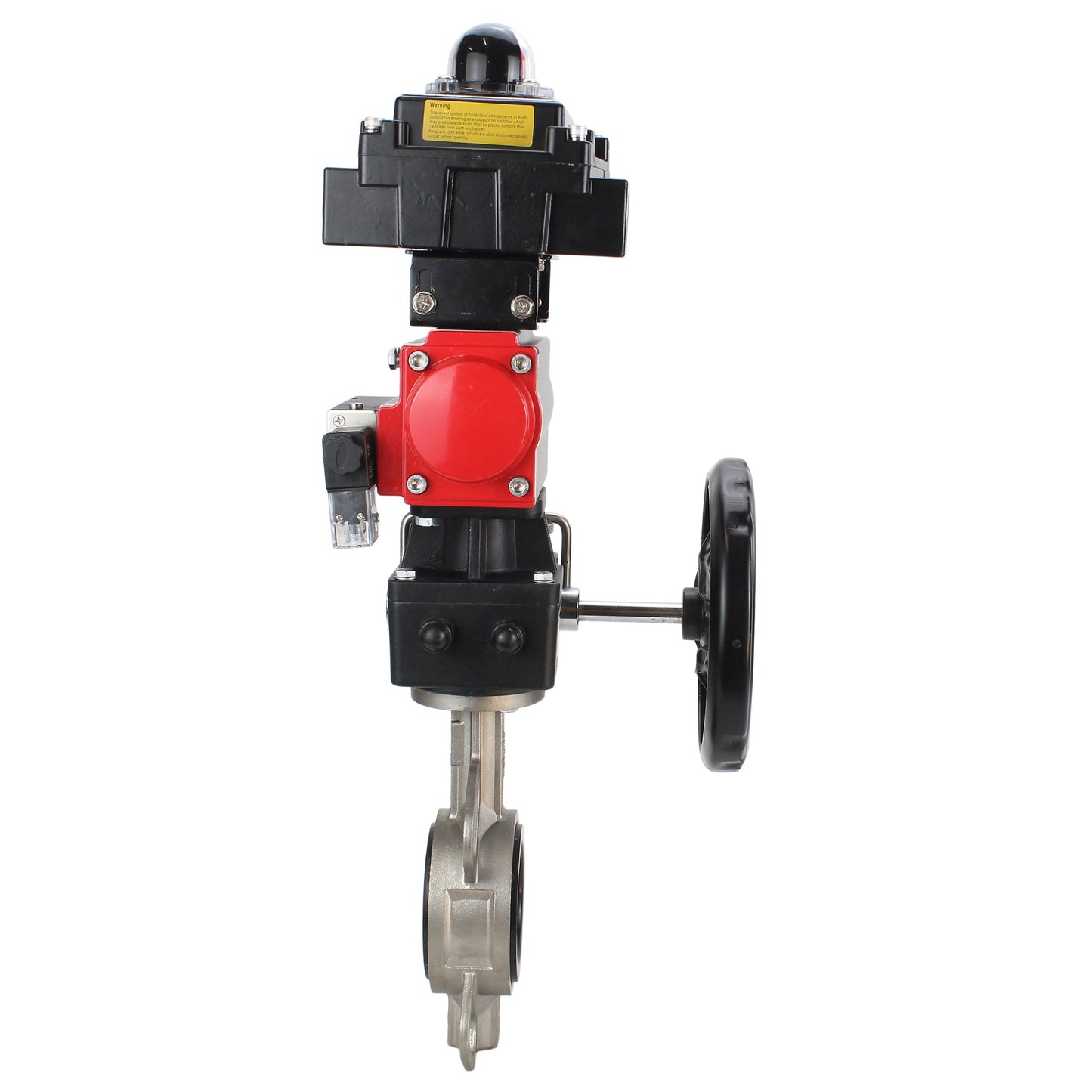 Water butterfly valve DNOVA 316L-316L-EPDM body material - stainless steel aisi 316l, disk material - stainless steel AISI 316L, seal - EPDM with pneumatic actuator DNOVA DA, with pneumatic distributor 4M310-08 220V, limit switch block APL-410N EX
