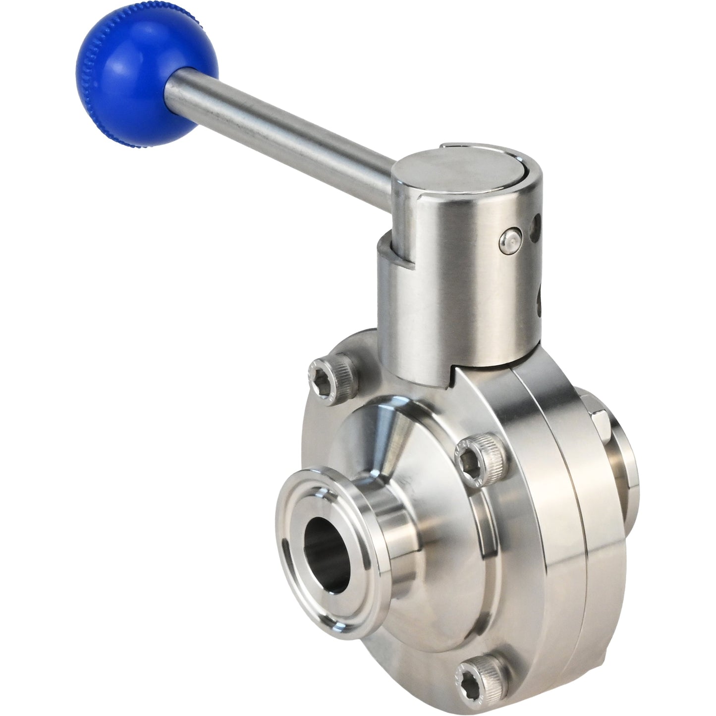 Water Butterfly Valve DNOVA WBV3131E-2W-C-H, body material - Stainless steel AISI 304, disk material - Stainless steel AISI 304, seal - EPDM, connection - clamp, handle