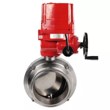 Butterfly valves DNOVA WBV3131S-2W-C-H food grade stainless steel 304, seal - Silicon, with quarter-turn explosion-proof electric drive DNOVA QT-EX-xEM-O1-24VDC-U1 24V