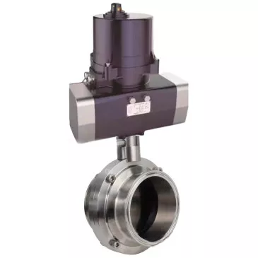Butterfly valves DNOVA WBV3131E-2W-C-H clumpy, body - food grade stainless steel AISI 304, disc - stainless steel AISI 304, seal - EPDM, with electric quarter turn actuator DNOVA QTSA-N-EM-O0-220VAC