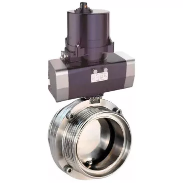 Butterfly valves DNOVA WBV3131S-2W-T-H threaded, body - food grade stainless steel AISI 304, disc - stainless steel AISI 304, seal - Silicon, with electric quarter turn actuator DNOVA QTSA-N-EM-O0-220VAC