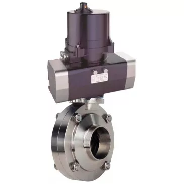 Butterfly valves DNOVA WBV3131S-2W-W-H welded, body - food grade stainless steel AISI 304, disc - stainless steel AISI 304, seal - Silicon, with electric quarter turn actuator DNOVA QTSA-N-EM-O0-220VAC