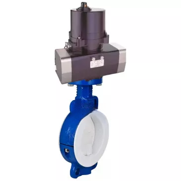 Butterfly valves DNOVA WBV3434Pf-2W-Fb-R lined interflanged, body - carbon steel WCB, disc - carbon steel WCB, seal - PTFE, with electric quarter turn actuator DNOVA QTSA-N-EM-O0-220VAC