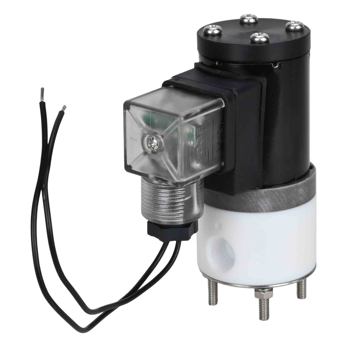 Two way normally closed direct acting electric solenoid valve DNOVA DHF11-РќР— PTFE VITON G 110/220V, body material - PTFE, seal - Viton