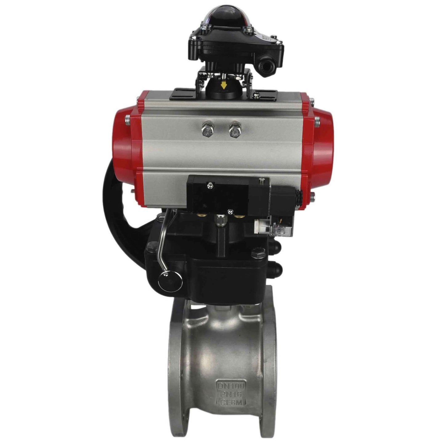 Stainless steel ball valve DNOVA kchmfp-DNOVA-da-hdm-4m310-24v-apl-210n, body material - stainless steel AISI 316, ball material - stainless steel AISI 316, seal - PTFE, pneumatic actuator operated
