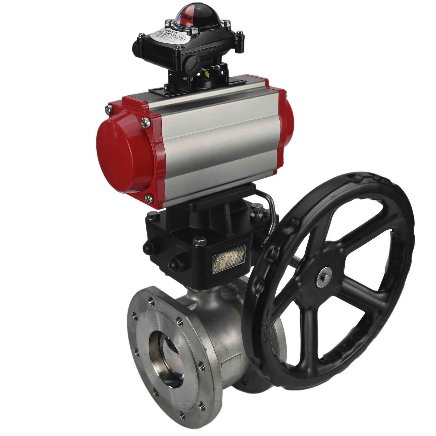 Stainless steel ball valve DNOVA kchmfp-DNOVA-da-hdm-4m310-24v-apl-210n, body material - stainless steel AISI 316, ball material - stainless steel AISI 316, seal - PTFE, pneumatic actuator operated