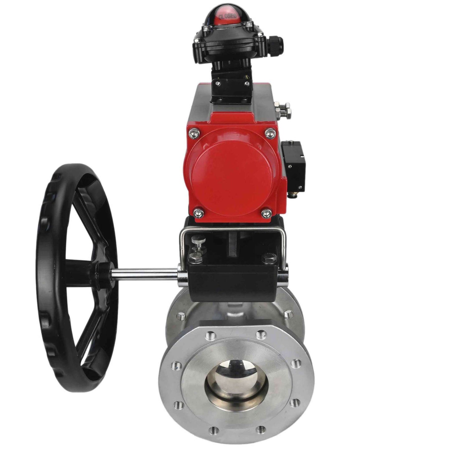 Stainless steel ball valve DNOVA kchmfp-DNOVA-da-hdm-4m310-24v-apl-210n, body material - stainless steel AISI 316, ball material - stainless steel AISI 316, seal - PTFE, pneumatic actuator operated