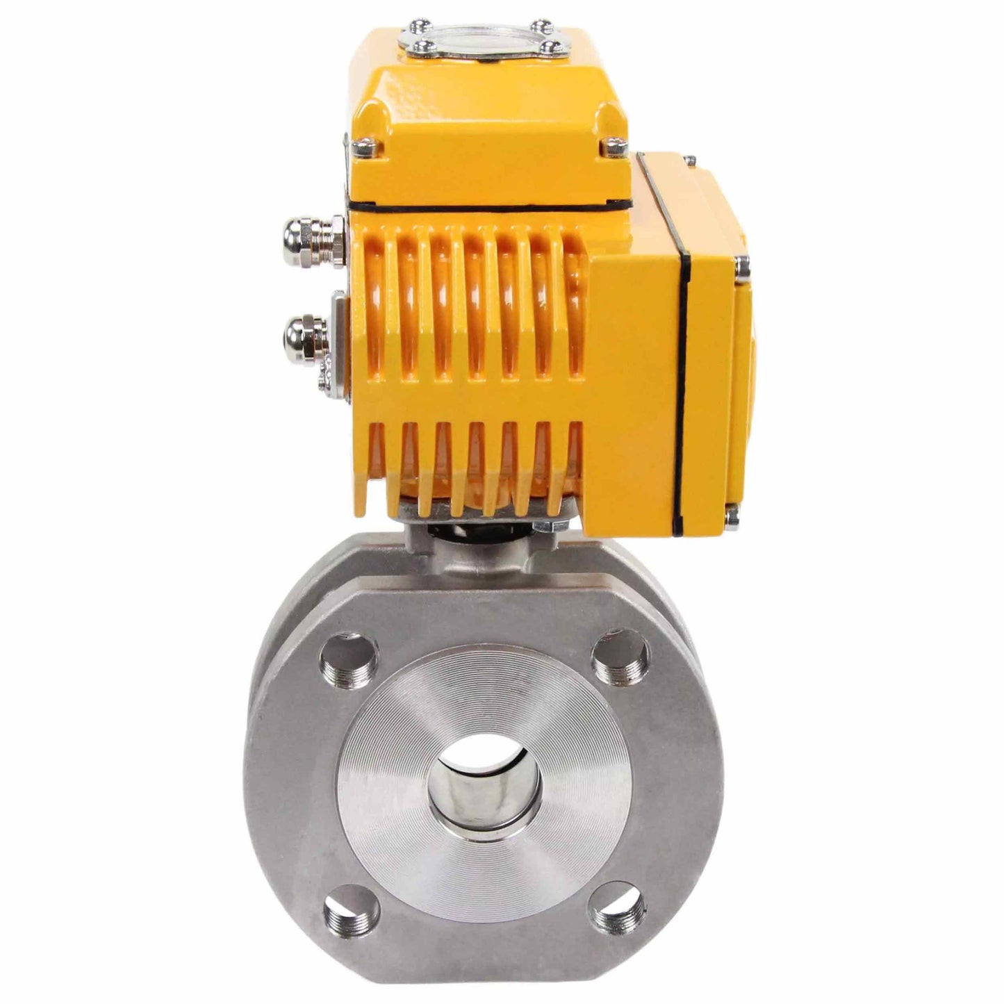 Válvula de bola de acero inoxidable DNOVA BV3232P-FP-Fb PSI232, material del cuerpo - acero inoxidable AISI 316, sello - PTFE, paso completo, brida compacta, actuador eléctrico DNOVA-003 24 V