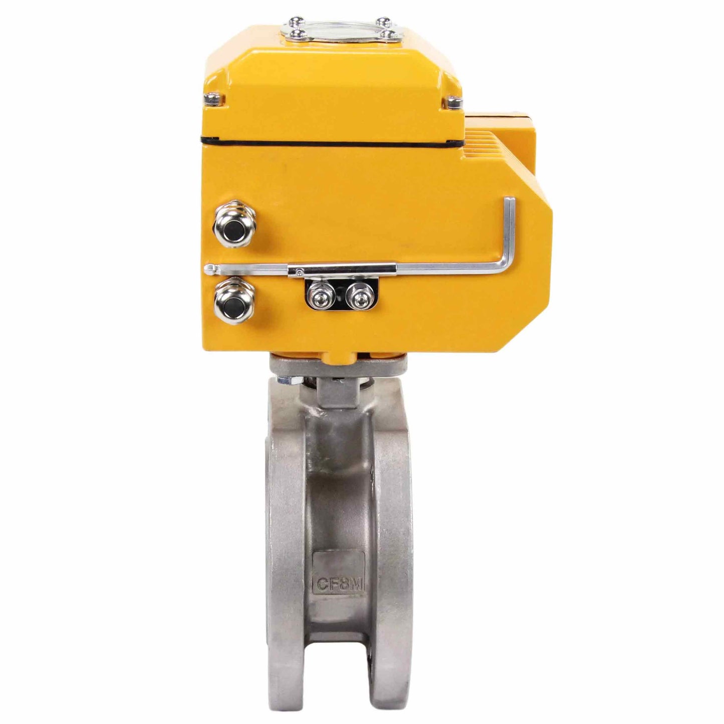 Válvula de bola de acero inoxidable DNOVA BV3232P-FP-Fb PSI232, material del cuerpo - acero inoxidable AISI 316, sello - PTFE, paso completo, brida compacta, actuador eléctrico DNOVA-003 24 V