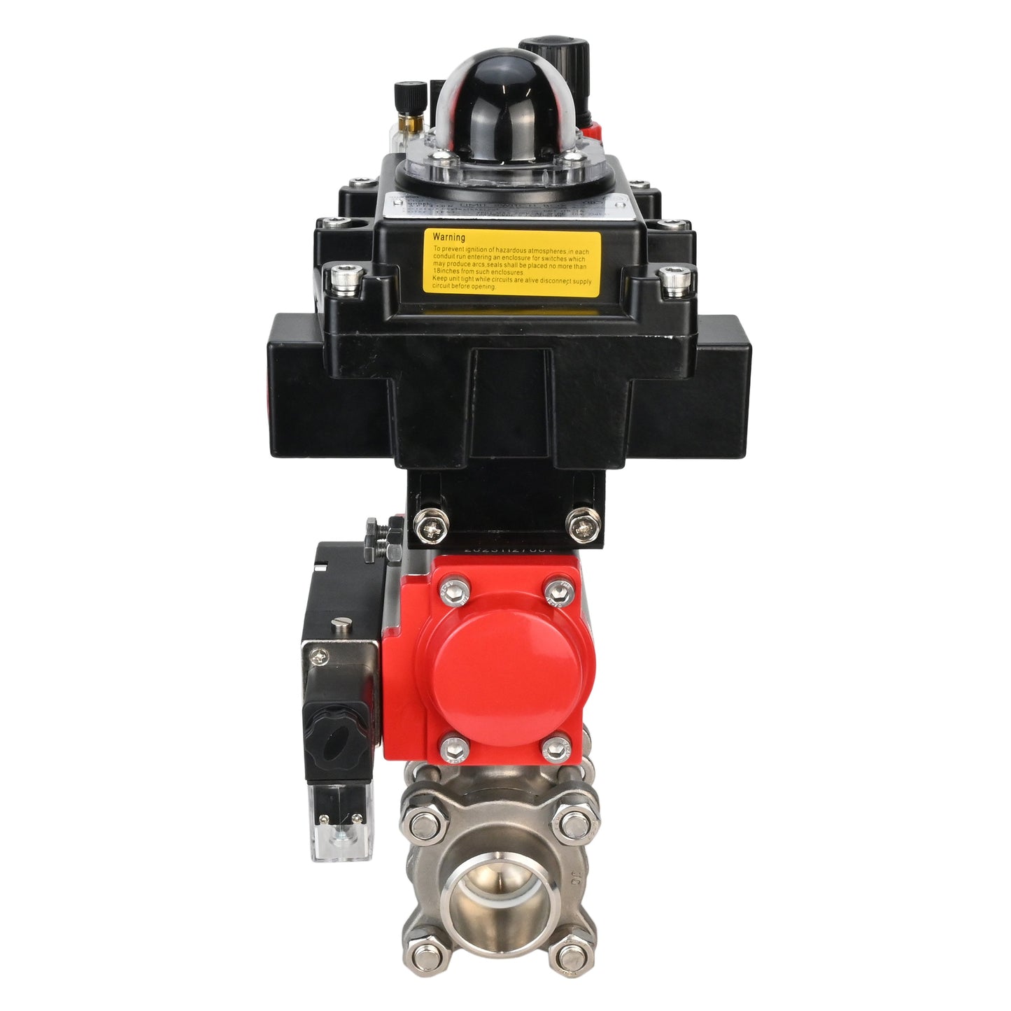 Stainless steel ball valve DNOVA BVPP 316.200-ISO PSI914 SS316 full port, for welding, body material - stainless steel, pneumatic actuator DNOVA DA, pneumatic distributor 4M310-08 24 V, limit switch block APL-410N EX, air preparation unit AFC2000