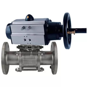 Ball valves DNOVA BV3131P(3pc)-FP-F-ISO-H DN65-80 16 bar three-piece full bore flanged, body - stainless steel SS304, seal - PTFE, with pneumatic actuator DNOVA PA-DA-105-1