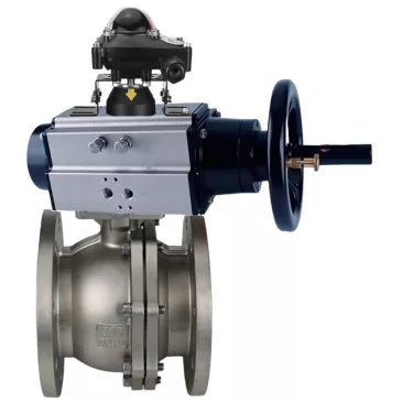 Ball valves DNOVA BV3232P(2pc)-FP-F-ISO-H DN100 16 bar full bore flanged, body - stainless steel AISI 316, seal - PTFE, with pneumatic actuator DNOVA PA-DA and BKV APL-410N EX