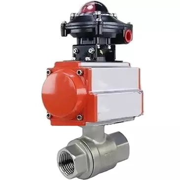 Ball valves DNOVA BV3232P(2pc)-FP-T-ISO-H threaded, full bore, body - stainless steel SS316, seal - PTFE, with pneumatic actuator DNOVA PA-SA 052-160 and BKV APL-510N-EX