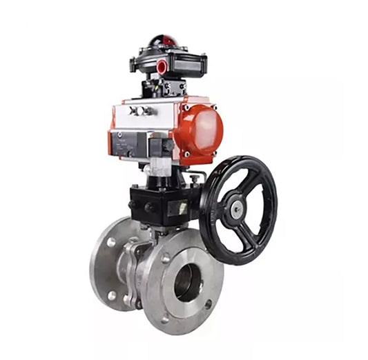 Ball valves DNOVA BV3232P(2pc)-FP-F-ISO-H DN15-250 flanged, full bore, two-piece, stainless steel body. steel SS316, seal - PTFE, with pneumatic drive DNOVA PA-DA 052-210 pneumatic distributor 4V320-08 gearbox MON BKV APL-510N-EX