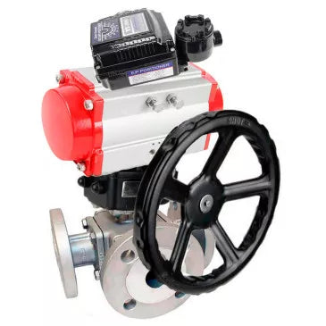 Ball valves DNOVA BV3232P(4pc)-FP-3WL-F-ISO-H 16 bar full bore, flanged, body - stainless steel SS316, ISO flange F03/F04-F10/F12, square 9x9-19x19, with Mon/actuator PA-DA, pneumatic positioner YT-1000RSN with feedback and Doubler MON3-700-T38-