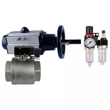Ball valves DNOVA BV3232P(2pc)-FP-T-ISO-H DN80 16 bar, full bore coupling, stainless steel SS316, seal - PTFE, with pneumatic actuator PA-DA-105-1 double acting, with pneumatic distributor 4V320-10 220V, with BPV AFC2000