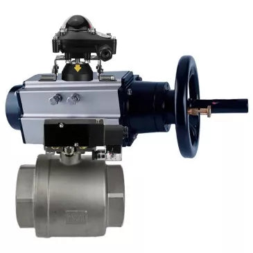 Ball valves DNOVA BV3232P(2pc)-FP-T-ISO-H DN80-100 16 bar, full bore coupling, stainless steel SS316, seal - PTFE, with pneumatic actuator PA-DA-105-1 double acting, with pneumatic distributor 4V320-10 220V , with BKV APL-510N EX