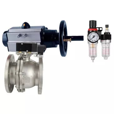 Ball valves DNOVA BV3232P(2pc)-FP-F-ISO-H DN80-100 16 bar, full bore flanged, stainless steel SS316, seal - PTFE, with pneumatic actuator PA-DA-105-1 double acting, with pneumatic distributor 4V320-10 220V , with BPV AFC2000