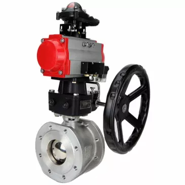 Ball valves DNOVA BV3232P(2pc)-FP-F-ISO-R DN200-250 16 bar full bore flanged, body - stainless steel 316, with double-acting PA-DA pneumatic actuator, pneumatic distributor 4M310-08 220V, BKV APL-510N EX and gearbox MON-ISO