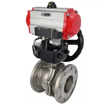 Ball valves DNOVA BV3232P(2pc)-FP-F-ISO-R DN200-250 16 bar full bore flanged, body - stainless steel 316, with double-acting PA-DA pneumatic actuator, pneumatic distributor 4M310-08 220V and MON-ISO gearbox