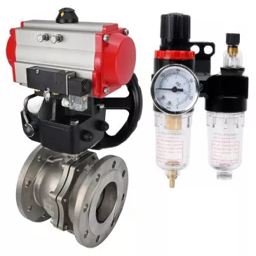 Ball valves DNOVA BV3232P(2pc)-FP-F-ISO-R DN200-250 16 bar full bore flanged, body - stainless steel 316, with double-acting PA-DA pneumatic actuator, pneumatic distributor 4M310-08 220V, MON-ISO reducer and BPV AFC2000