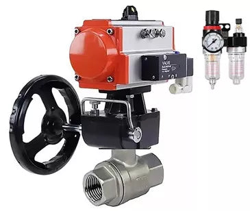 Ball valves DNOVA BV3232P(2pc)-FP-T-ISO-H DN10-50 16 bar, full bore coupling, stainless steel SS316, seal - PTFE, with double-acting PA-DA pneumatic actuator, with pneumatic distributor 4V320-08 220V, with manual DNbler MON1-250-T26-ISO, with BPV AFC20