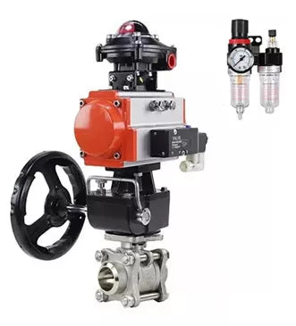 Ball valves DNOVA BV3232P(3pc)-FP-W-ISO-H for welding, full bore, body - stainless steel SS316, seal - PTFE, with pneumatic drive PA-DA-052- 083 pneumatic distributor 4V320-08 MON gearbox BPV AFC2000 BKV APL-510N-EX