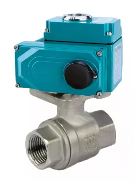 Ball valves DNOVA BV3232P(2pc)-FP-T-ISO-H full bore, threaded, body - stainless steel SS316, seal - PTFE, with 1/4-turn electric drive QT-N-020EM-O1-220VAC-U1 220V HARK