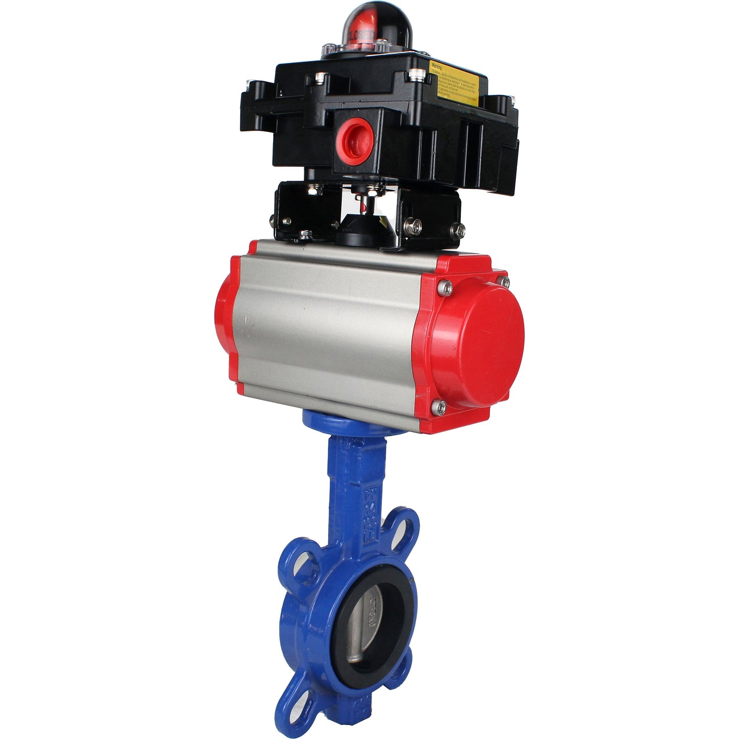 Water butterfly valve DNOVA GG25-316L-NBR body material - cast iron GG25, disk material - stainless steel 316L, seal - NBR with pneumatic actuator DA, pneumatic distributor 4M310-08 24V and limit switch block APL-410N EX