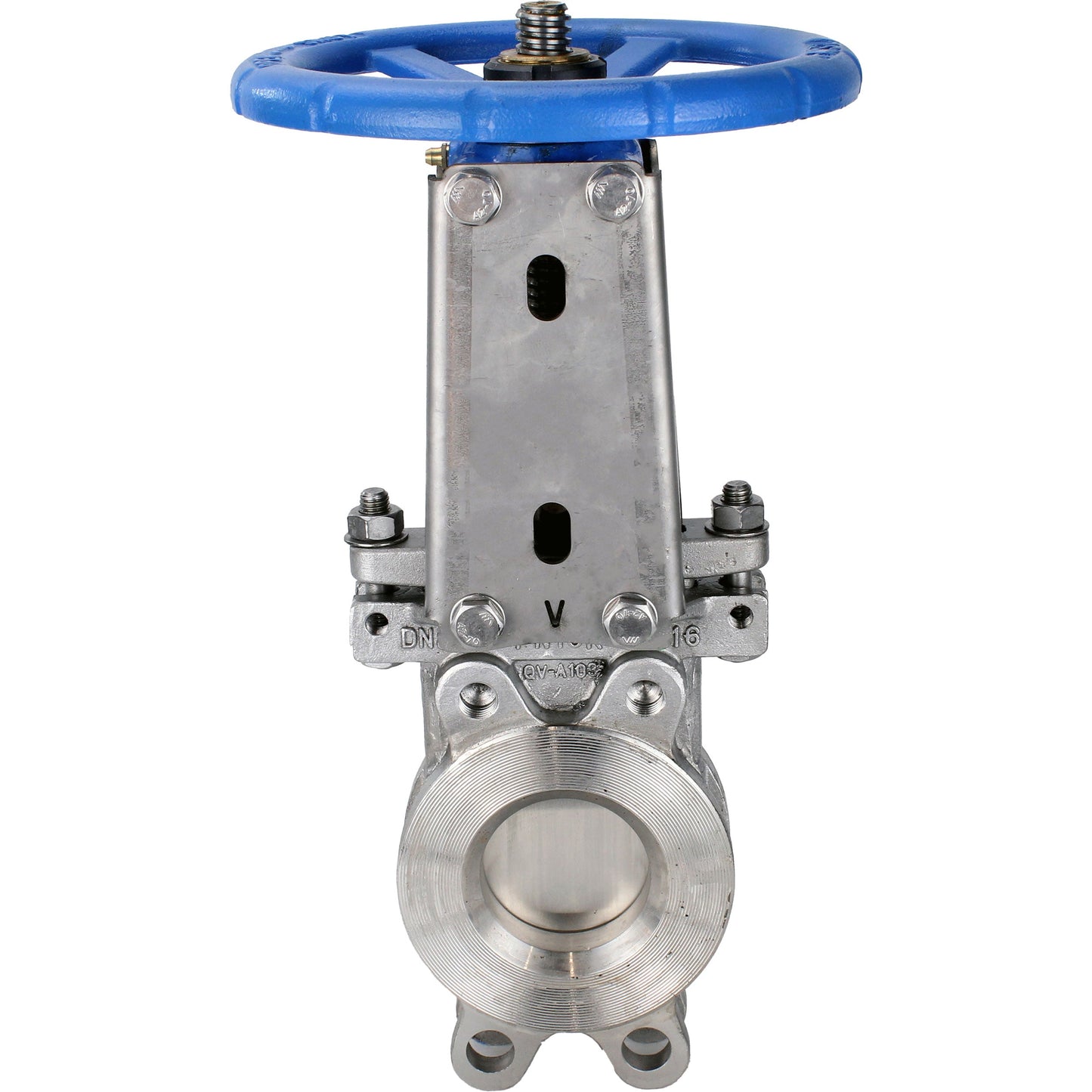 Knife gate valve DNOVA GVKR3131E-1W-Fb-S, body material - stainless steel AISI 304, knife material - stainless steel AISI 304, seal - EPDM, handwheel