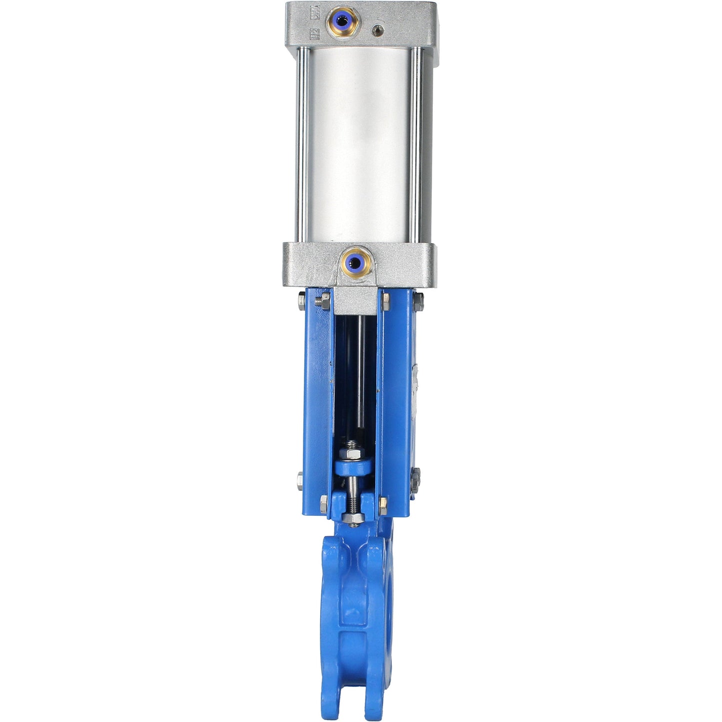 Knife gate valve DNOVA GVKR3131M-1W-Fb-2P, body material - stainless steel AISI 304, knife material - stainless steel AISI 304, seal - metal, pneumatic actuator