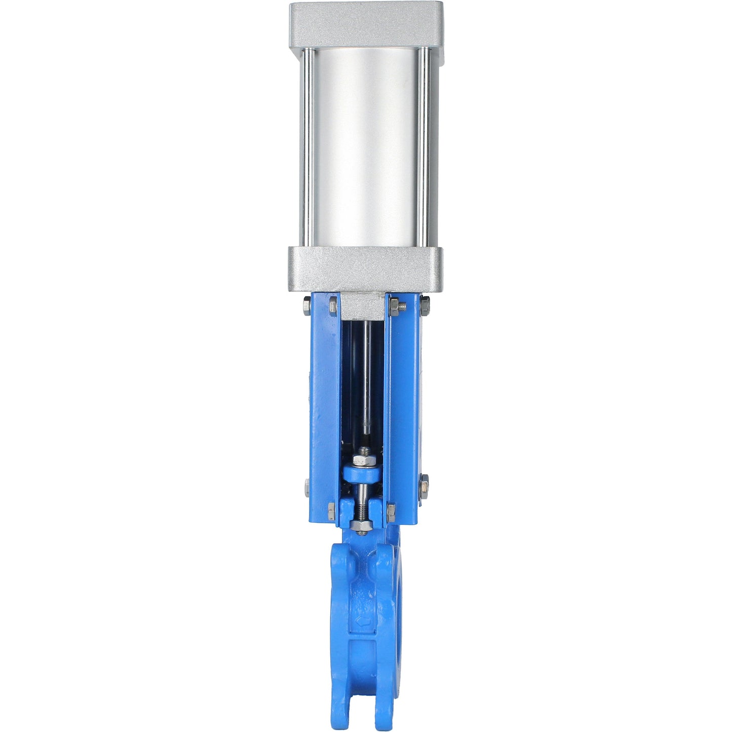 Knife gate valve DNOVA GVKR3131M-1W-Fb-2P, body material - stainless steel AISI 304, knife material - stainless steel AISI 304, seal - metal, pneumatic actuator