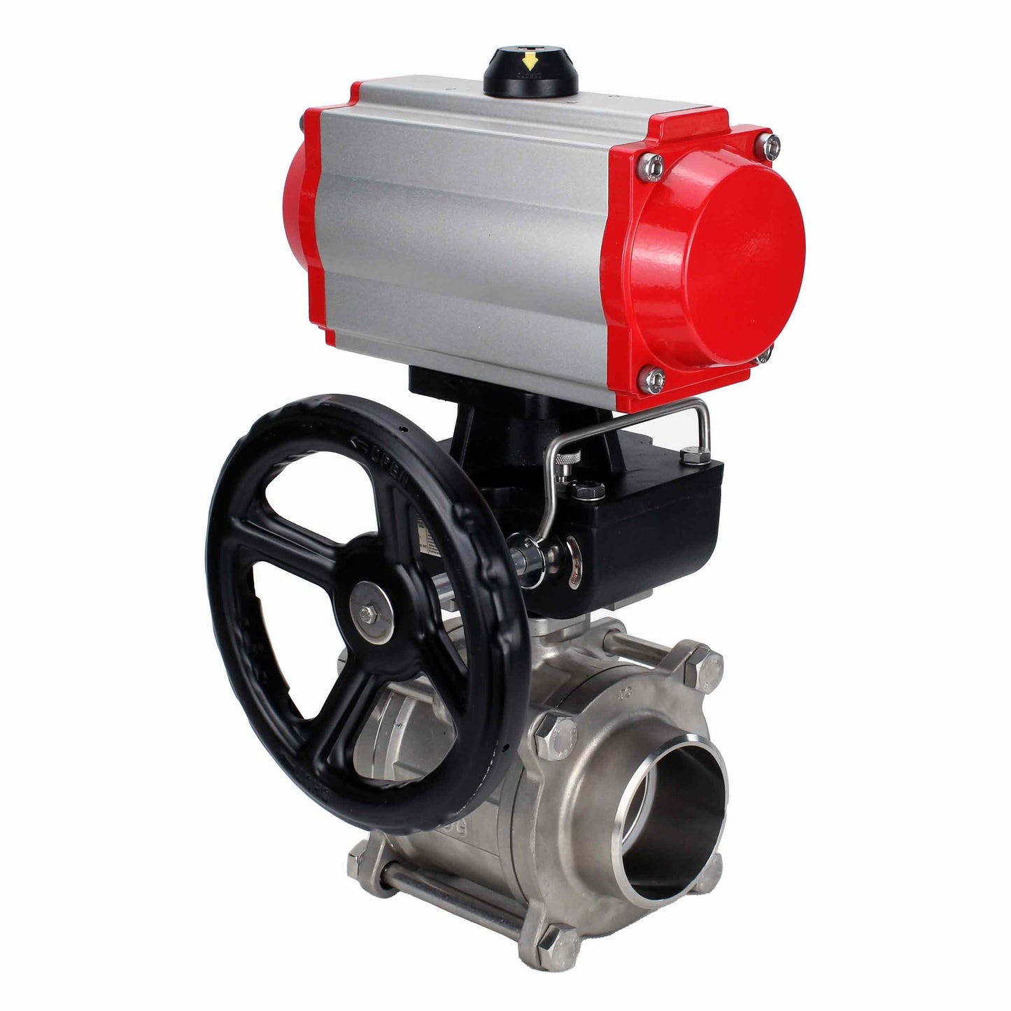 Stainless steel ball valve DNOVA kshpp-316200-da-4m310-110/220-hdm, body material - stainless steel AISI 316, ball material - stainless steel AISI 316, seal - PTFE, pneumatic actuator operated