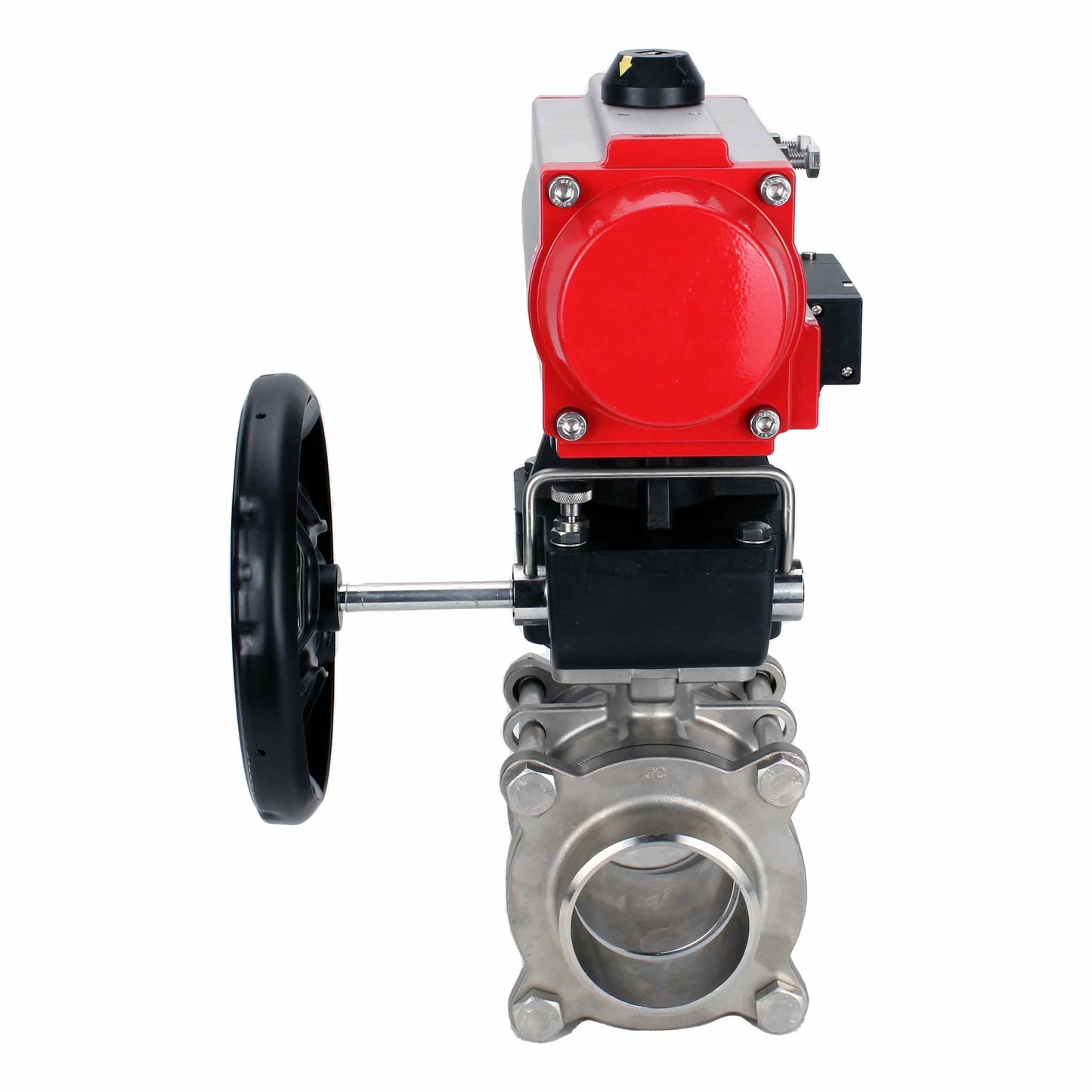 Stainless steel ball valve DNOVA kshpp-316200-da-4m310-24-hdm, body material - stainless steel AISI 316, ball material - stainless steel AISI 316, seal - PTFE, pneumatic actuator operated