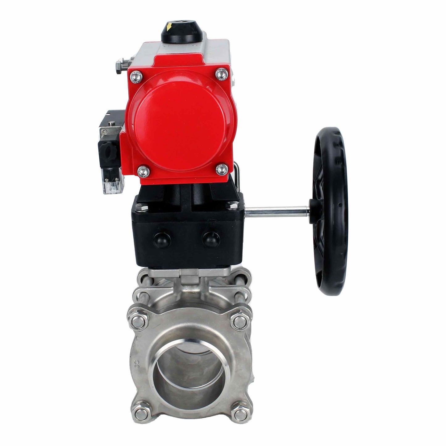 Stainless steel ball valve DNOVA kshpp-316200-da-4m310-110/220-hdm, body material - stainless steel AISI 316, ball material - stainless steel AISI 316, seal - PTFE, pneumatic actuator operated