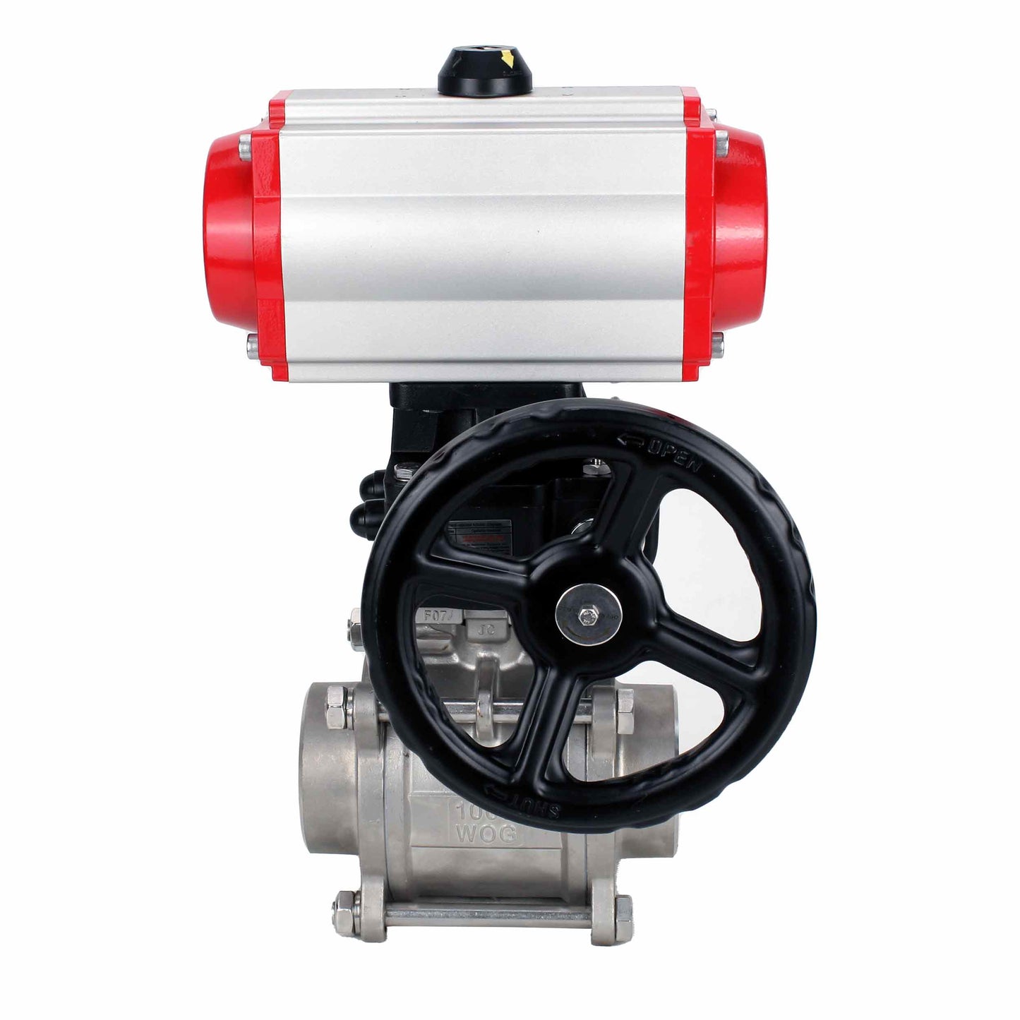 Stainless steel ball valve DNOVA kshpp-316200-da-4m310-110/220-hdm, body material - stainless steel AISI 316, ball material - stainless steel AISI 316, seal - PTFE, pneumatic actuator operated