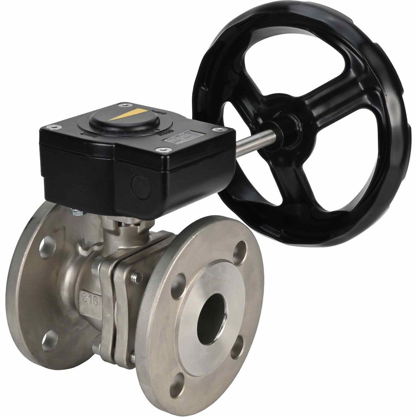 Válvula de bola de acero inoxidable DNOVA kchfp ham, material del cuerpo - acero inoxidable AISI 316L, material de la bola - acero inoxidable AISI 316L, junta - PTFE, accionada por maneta