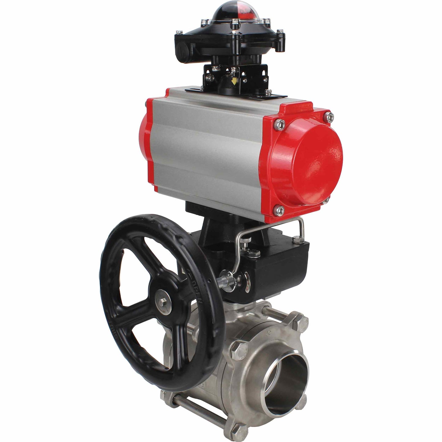 Stainless steel ball valve DNOVA kshpp-316200-da-4m310-110/220-apl210n-hdm, body material - stainless steel AISI 316, ball material - stainless steel AISI 316, seal - PTFE, pneumatic actuator operated