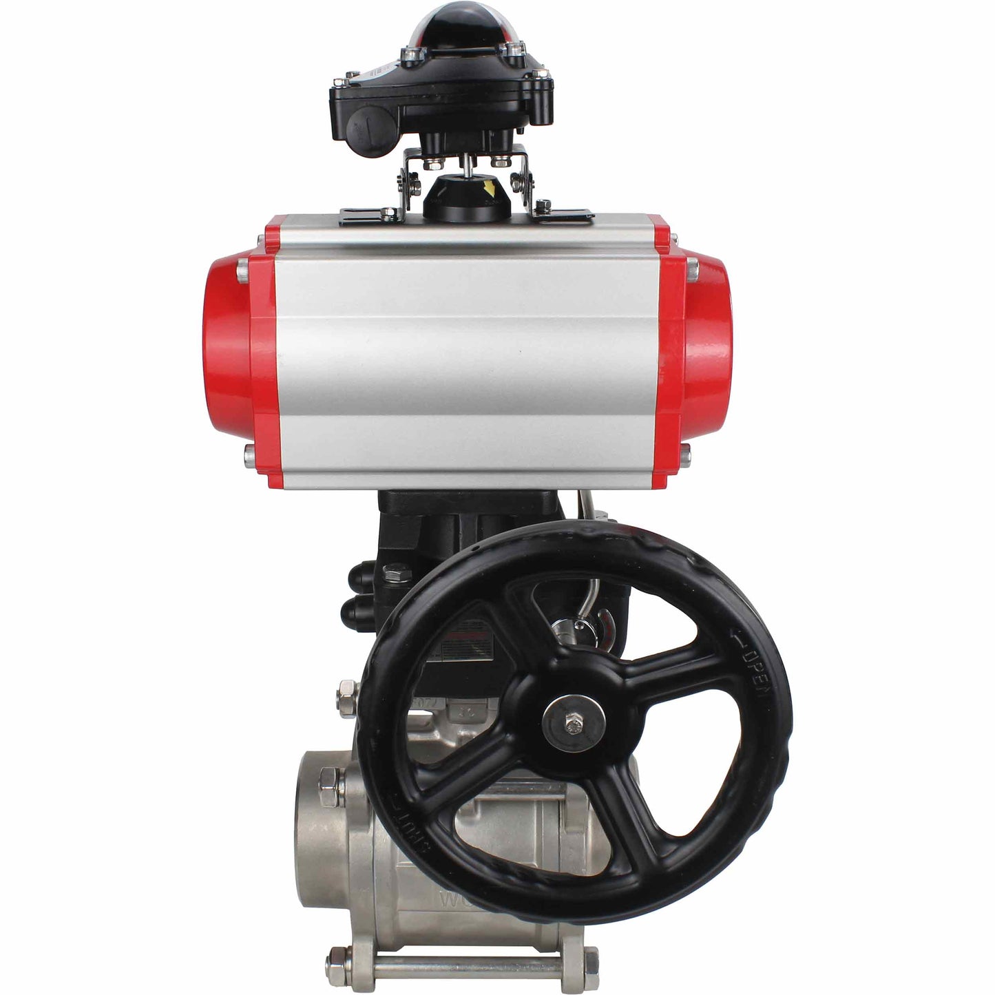 Stainless steel ball valve DNOVA kshpp-316200-da-4m310-24-apl210n-hdm, body material - stainless steel AISI 316, ball material - stainless steel AISI 316, seal - PTFE, pneumatic actuator operated